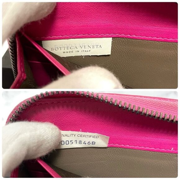 Authentic Bottega Veneta Intrecciato Nappa Zip Around Wallet Pink - Picture 4 of 9